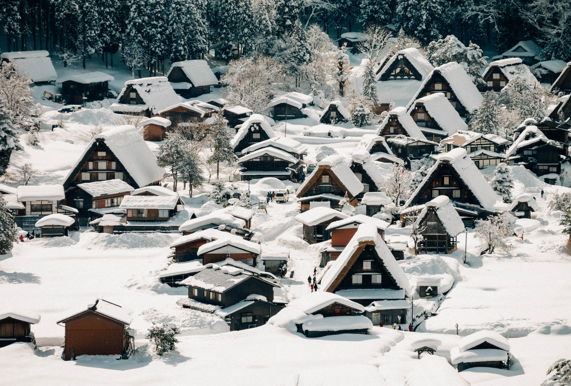 Vista de Shirakawago nevado desde el mirador