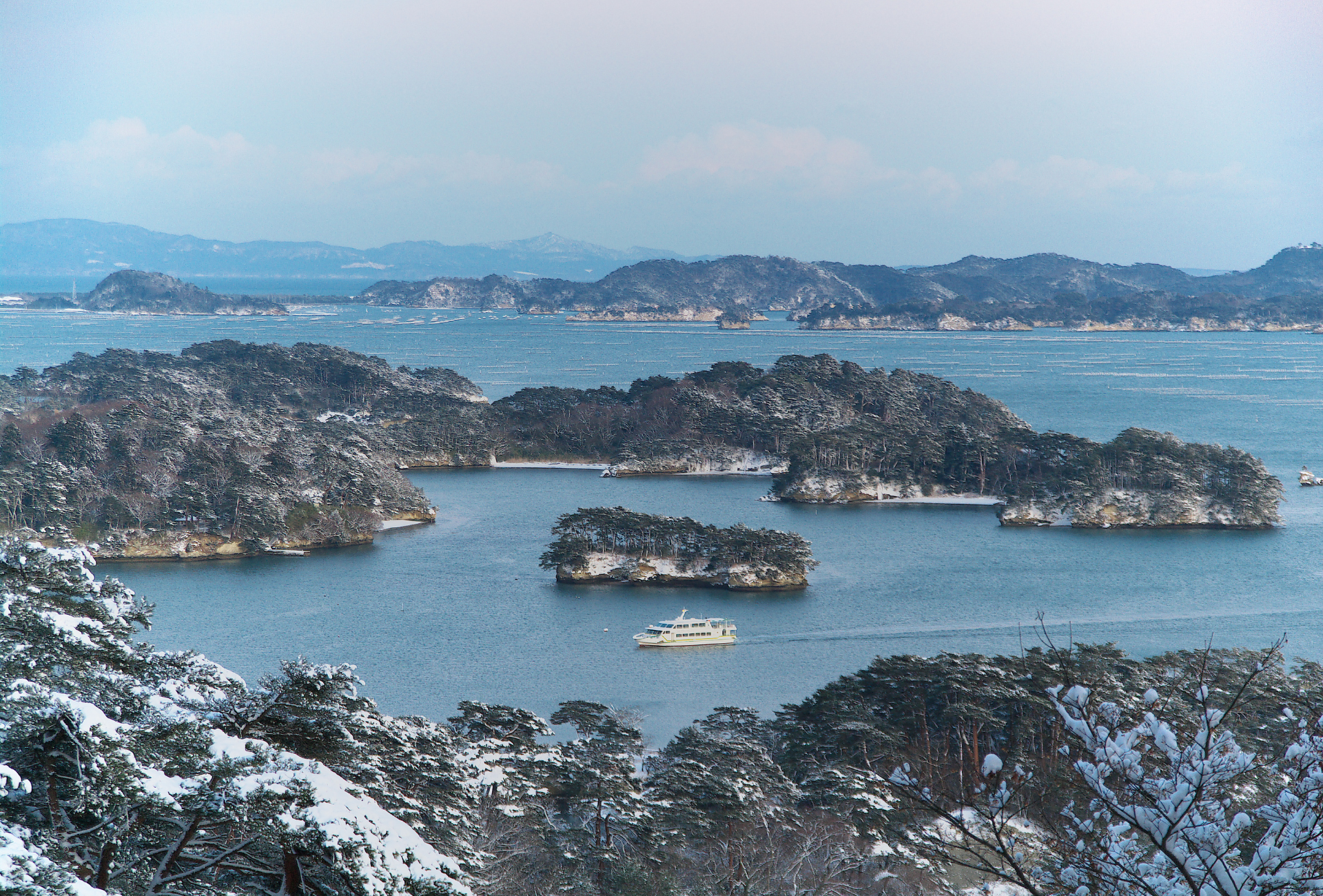 Vista aerea de Matsushima en invierno