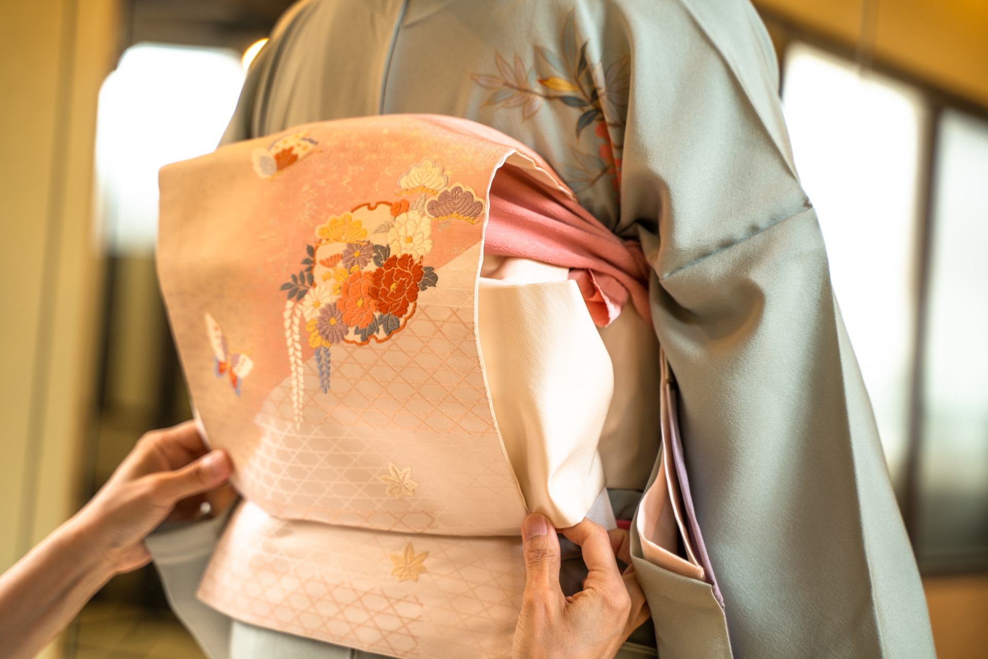 Detalle del obi de un kimono