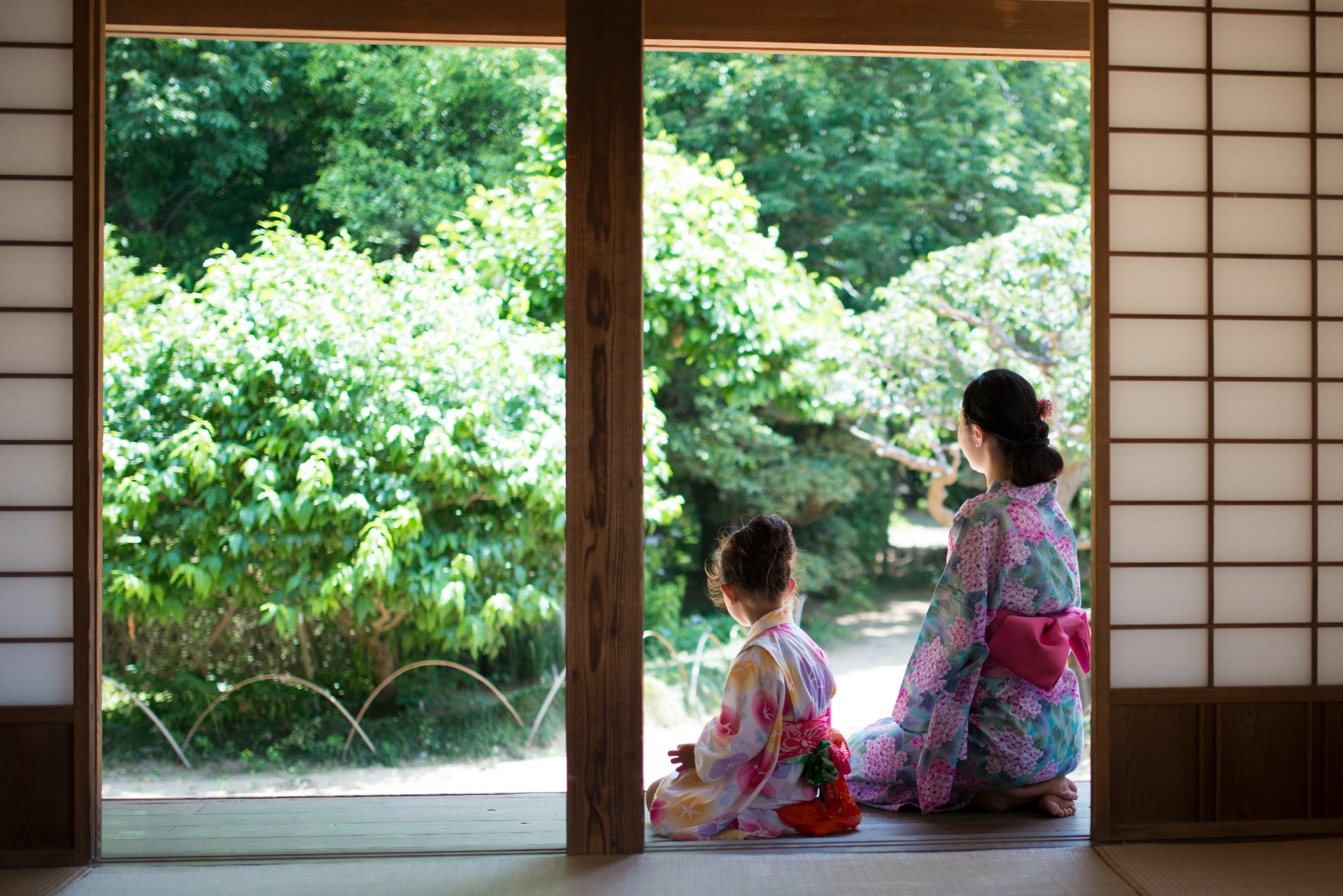 Vestir de kimono en familia