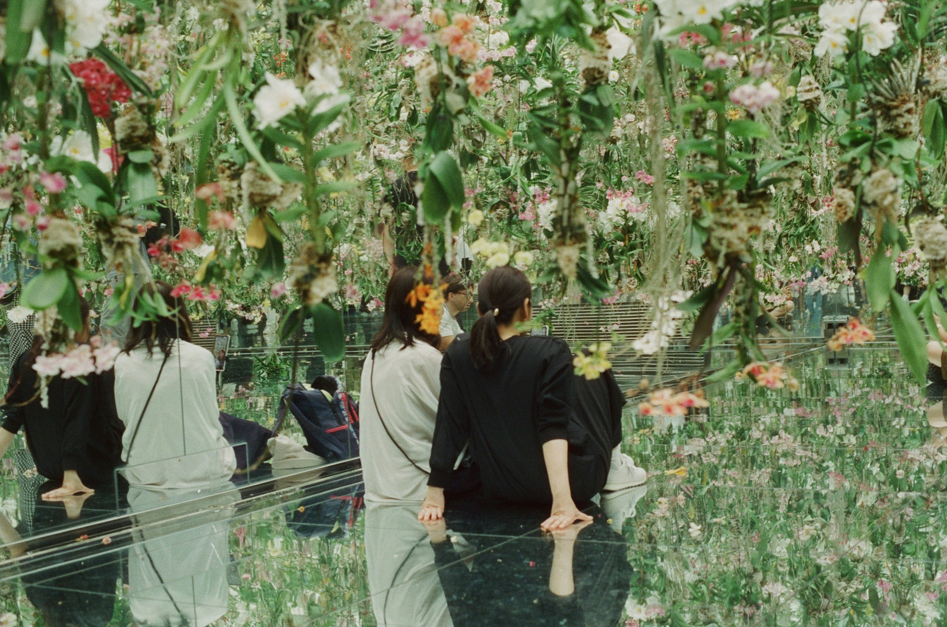 Dos personas disfrutan de una de las instalaciones de TeamLab