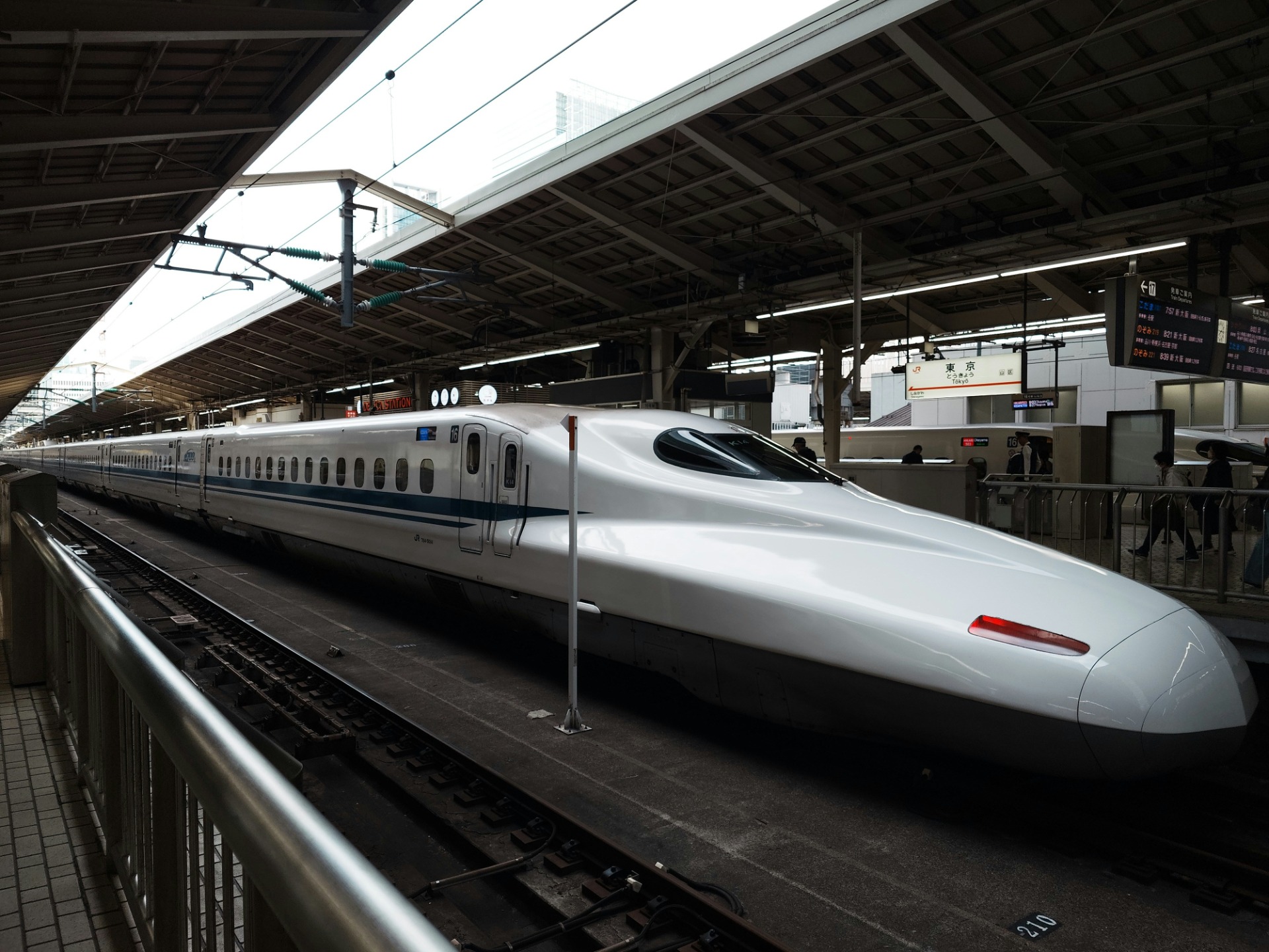 Shinkansen serie N700 en el andén de la estación de Tokio