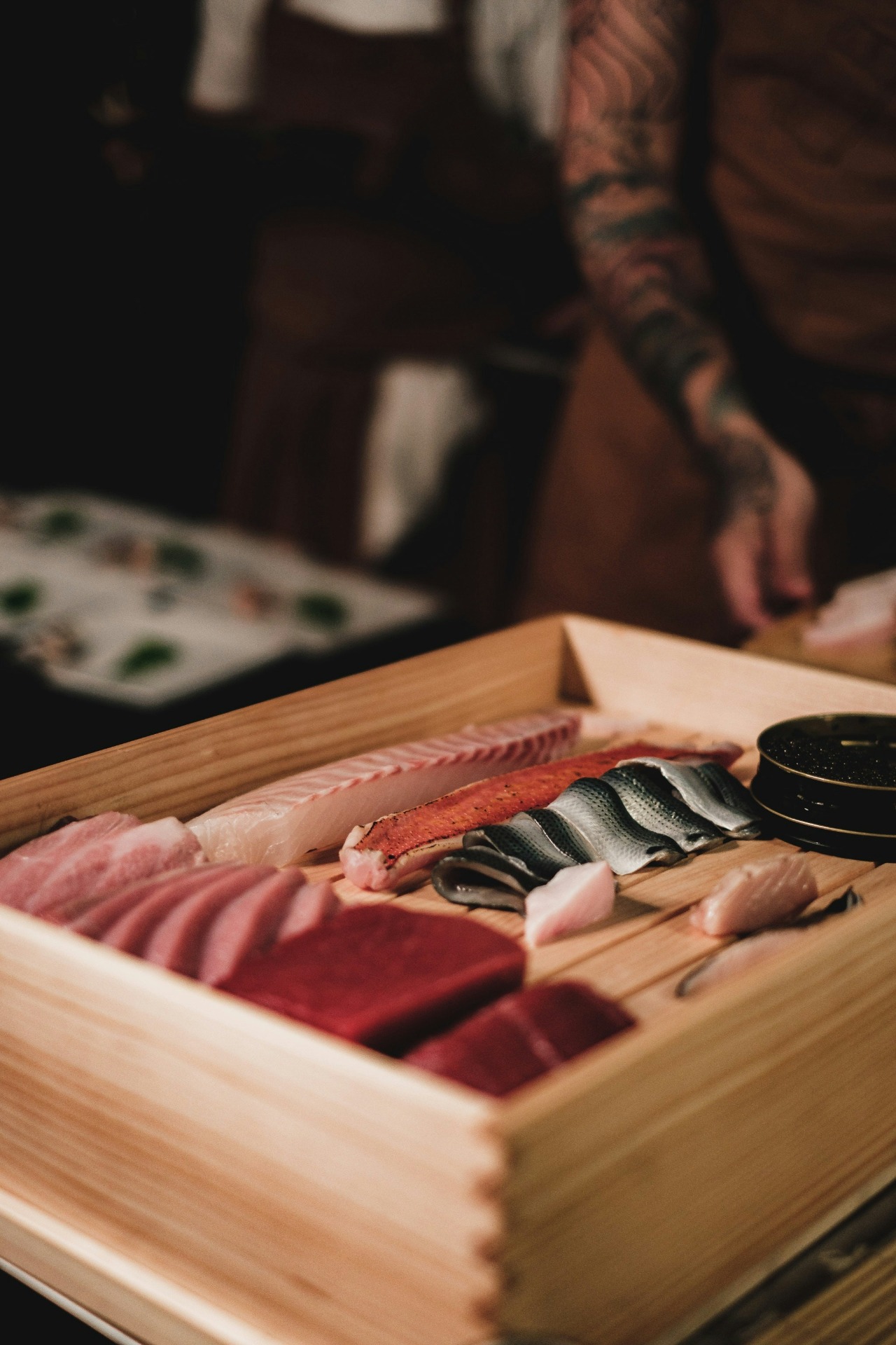 Selección de pescado fresco para sashimi