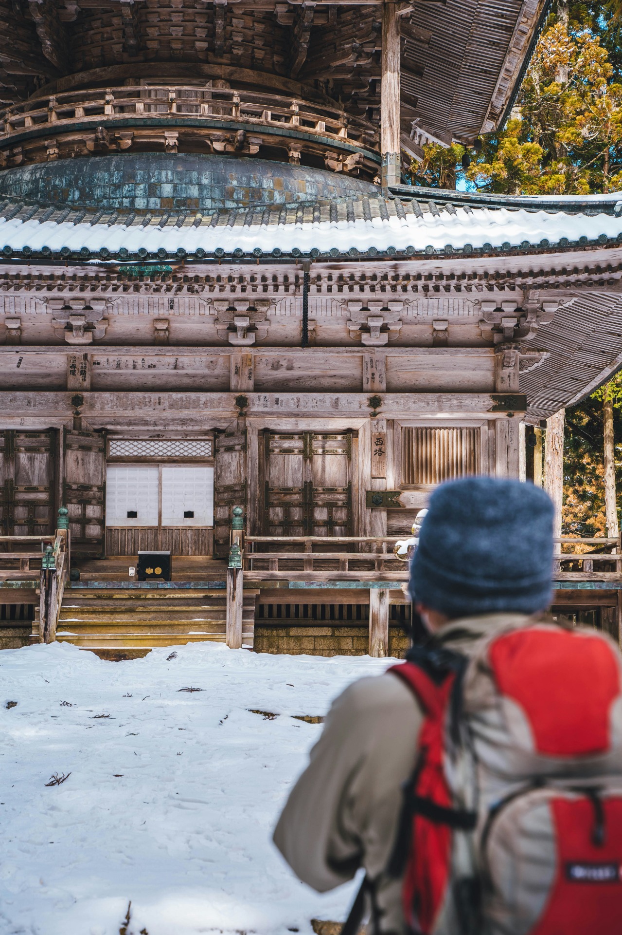 Un templo nevado en Japón