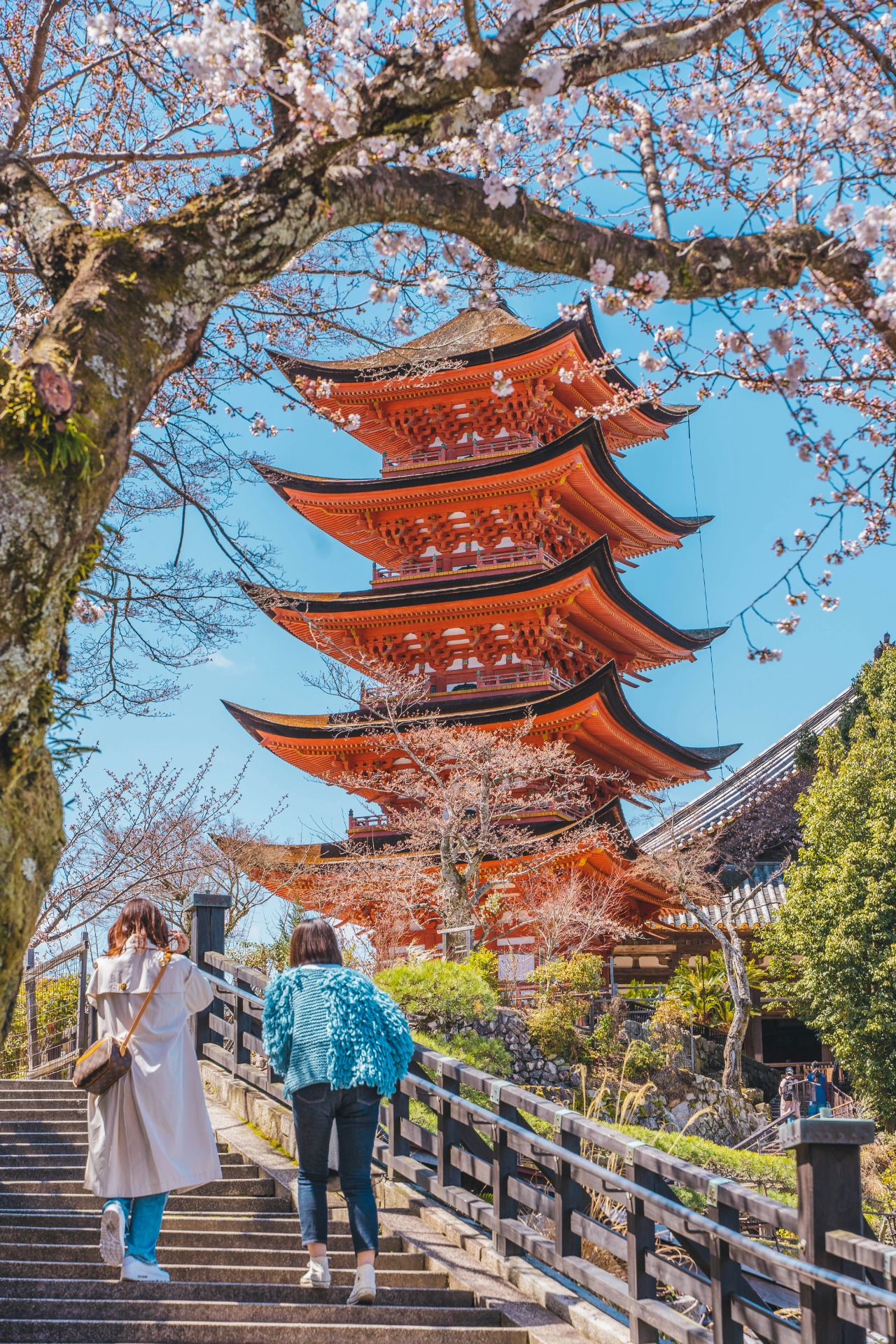 Ascenso a una pagoda en Japón