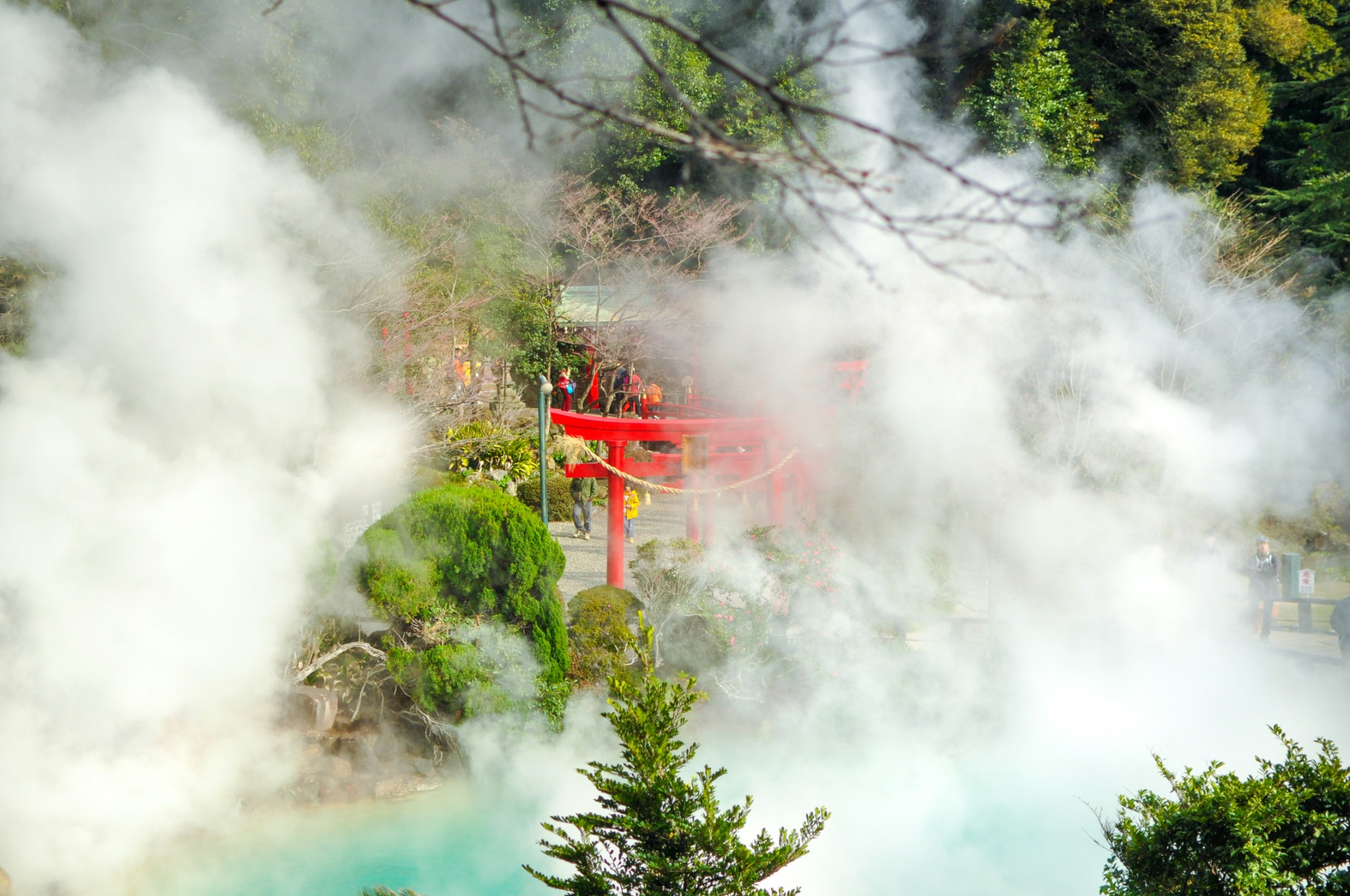 Columnas humeantes en Beppu