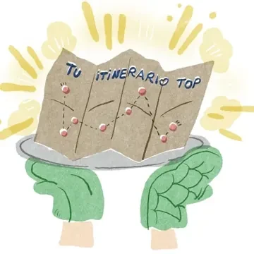 Ilustración de Iko de un itinerario dibujado a mano